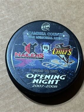 Johnstown Chiefs vs Wheeling Nailers 2007 ECHL Opening Night Hockey Puck